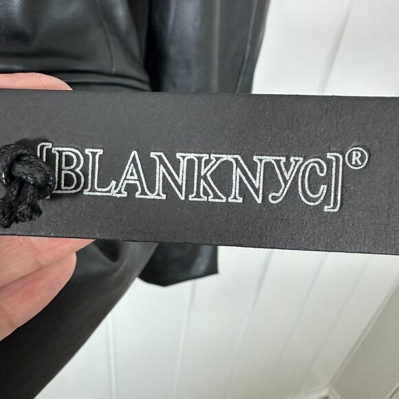 Blank NYC Jacket Womens Large Black Faux Leather Long Double Breasted L21103 - Picture 6 of 6